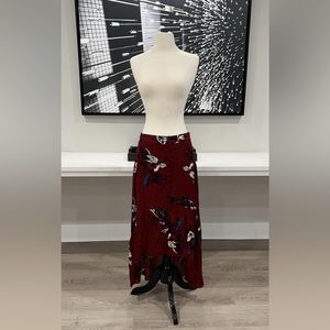 BRAND NEW! Hi Low Skirt, Faux Button Down Front, Red/Maroon/Crimson, Lg.& Med.